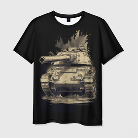 Мужская футболка 3D с принтом Русский  танк т54 в Санкт-Петербурге, 100% полиэфир | прямой крой, круглый вырез горловины, длина до линии бедер | 