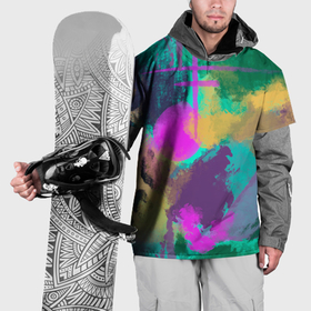 Накидка на куртку 3D с принтом Пятна краски и леопардовая шкура абстракция в Курске, 100% полиэстер |  | 