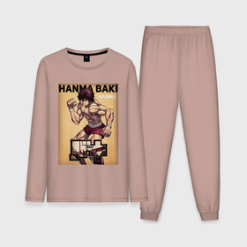 Мужская пижама с лонгсливом хлопок с принтом Боец Баки, Ханма Баки ,  |  | Тематика изображения на принте: 
