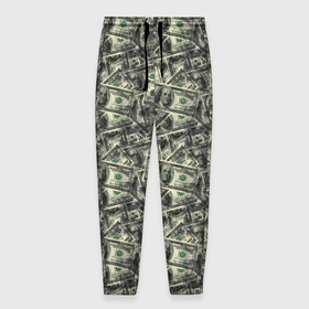 Мужские брюки 3D с принтом Американские доллары в Екатеринбурге, 100% полиэстер | манжеты по низу, эластичный пояс регулируется шнурком, по бокам два кармана без застежек, внутренняя часть кармана из мелкой сетки | 