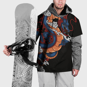 Накидка на куртку 3D с принтом Синий парящий дракон в Екатеринбурге, 100% полиэстер |  | Тематика изображения на принте: 