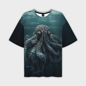 Мужская футболка oversize 3D с принтом Осьминог под водой в Тюмени,  |  | Тематика изображения на принте: 