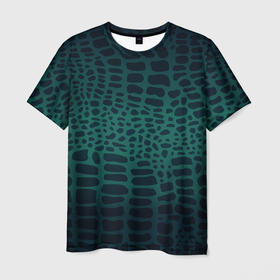 Мужская футболка 3D с принтом Шкура рептилии в Курске, 100% полиэфир | прямой крой, круглый вырез горловины, длина до линии бедер | 