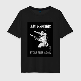 Мужская футболка хлопок Oversize с принтом Tribute to Jimi Hendrix в Санкт-Петербурге, 100% хлопок | свободный крой, круглый ворот, “спинка” длиннее передней части | 