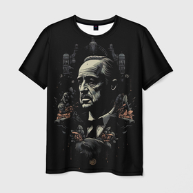 Мужская футболка 3D с принтом Крестный  отец в Кировске, 100% полиэфир | прямой крой, круглый вырез горловины, длина до линии бедер | 