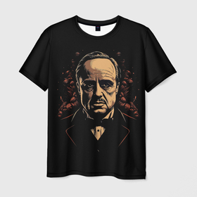 Мужская футболка 3D с принтом Дон Вито   Корлеоне в Кировске, 100% полиэфир | прямой крой, круглый вырез горловины, длина до линии бедер | 