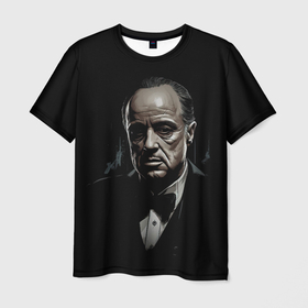Мужская футболка 3D с принтом Дон Вито  Корлеоне в Тюмени, 100% полиэфир | прямой крой, круглый вырез горловины, длина до линии бедер | 
