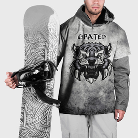 Накидка на куртку 3D с принтом Тигр  Тёртый  на сером фоне в Екатеринбурге, 100% полиэстер |  | Тематика изображения на принте: 