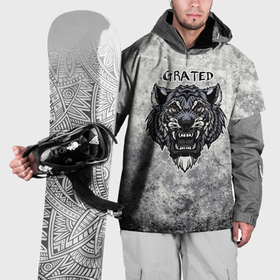 Накидка на куртку 3D с принтом Тигр  Grated  на сером фоне в Екатеринбурге, 100% полиэстер |  | 