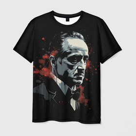 Мужская футболка 3D с принтом Портрет Дон  Вито Корлеоне в Курске, 100% полиэфир | прямой крой, круглый вырез горловины, длина до линии бедер | Тематика изображения на принте: 