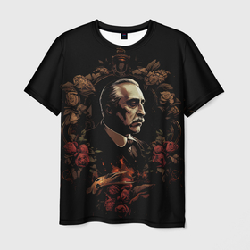 Мужская футболка 3D с принтом Портрет Дон Вито Корлеоне в Курске, 100% полиэфир | прямой крой, круглый вырез горловины, длина до линии бедер | Тематика изображения на принте: 