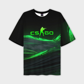 Мужская футболка oversize 3D с принтом CSGO  neon  green logo в Тюмени,  |  | Тематика изображения на принте: 