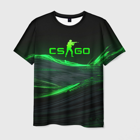 Мужская футболка 3D с принтом CSGO  neon  green logo в Белгороде, 100% полиэфир | прямой крой, круглый вырез горловины, длина до линии бедер | Тематика изображения на принте: 