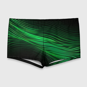 Мужские купальные плавки 3D с принтом Green  neon  lines в Екатеринбурге, Полиэстер 85%, Спандекс 15% |  | Тематика изображения на принте: 