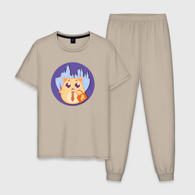 Мужская пижама хлопок с принтом Кот ученик школы магии в Курске, 100% хлопок | брюки и футболка прямого кроя, без карманов, на брюках мягкая резинка на поясе и по низу штанин
 | 