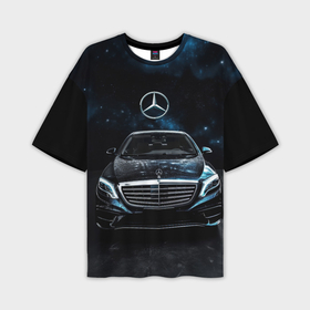 Мужская футболка oversize 3D с принтом Mercedes Benz space background в Тюмени,  |  | 