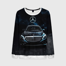 Мужской свитшот 3D с принтом Mercedes Benz space background в Кировске, 100% полиэстер с мягким внутренним слоем | круглый вырез горловины, мягкая резинка на манжетах и поясе, свободная посадка по фигуре | 