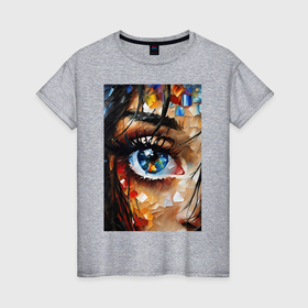 Женская футболка хлопок с принтом Глаз   масляная живопись   нейросеть в Кировске, 100% хлопок | прямой крой, круглый вырез горловины, длина до линии бедер, слегка спущенное плечо | 