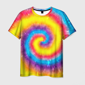 Мужская футболка 3D с принтом Тай дай сочные цвета , 100% полиэфир | прямой крой, круглый вырез горловины, длина до линии бедер | 