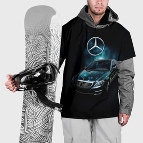Накидка на куртку 3D с принтом Mercedes Benz dark style в Санкт-Петербурге, 100% полиэстер |  | 