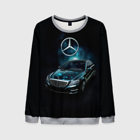 Мужской свитшот 3D с принтом Mercedes Benz dark style в Санкт-Петербурге, 100% полиэстер с мягким внутренним слоем | круглый вырез горловины, мягкая резинка на манжетах и поясе, свободная посадка по фигуре | 