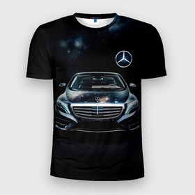 Мужская футболка 3D Slim с принтом Mercedes    Benz в Белгороде, 100% полиэстер с улучшенными характеристиками | приталенный силуэт, круглая горловина, широкие плечи, сужается к линии бедра | 