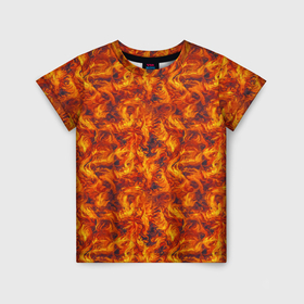 Детская футболка 3D с принтом Огненный узор в Курске, 100% гипоаллергенный полиэфир | прямой крой, круглый вырез горловины, длина до линии бедер, чуть спущенное плечо, ткань немного тянется | 