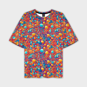 Мужская футболка oversize 3D с принтом Разноцветные пузырики узор в Новосибирске,  |  | Тематика изображения на принте: 