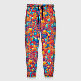 Мужские брюки 3D с принтом Разноцветные пузырики узор в Курске, 100% полиэстер | манжеты по низу, эластичный пояс регулируется шнурком, по бокам два кармана без застежек, внутренняя часть кармана из мелкой сетки | 