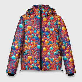 Мужская зимняя куртка 3D с принтом Разноцветные пузырики узор в Новосибирске, верх — 100% полиэстер; подкладка — 100% полиэстер; утеплитель — 100% полиэстер | длина ниже бедра, свободный силуэт Оверсайз. Есть воротник-стойка, отстегивающийся капюшон и ветрозащитная планка. 

Боковые карманы с листочкой на кнопках и внутренний карман на молнии. | Тематика изображения на принте: 