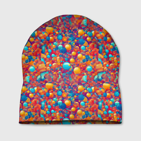 Шапка 3D с принтом Разноцветные пузырики узор в Курске, 100% полиэстер | универсальный размер, печать по всей поверхности изделия | 