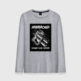 Мужской лонгслив хлопок с принтом Hammond   Sound Soul Superb в Белгороде, 100% хлопок |  | Тематика изображения на принте: 