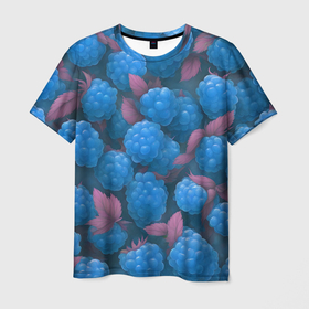 Мужская футболка 3D с принтом Голубая малина в Курске, 100% полиэфир | прямой крой, круглый вырез горловины, длина до линии бедер | 