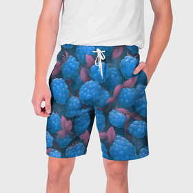 Мужские шорты 3D с принтом Голубая малина в Курске,  полиэстер 100% | прямой крой, два кармана без застежек по бокам. Мягкая трикотажная резинка на поясе, внутри которой широкие завязки. Длина чуть выше колен | 