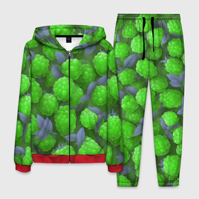 Мужской костюм 3D с принтом Зелёная малина в Курске, 100% полиэстер | Манжеты и пояс оформлены тканевой резинкой, двухслойный капюшон со шнурком для регулировки, карманы спереди | Тематика изображения на принте: 