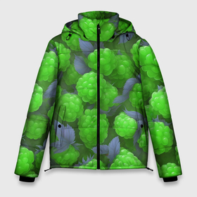 Мужская зимняя куртка 3D с принтом Зелёная малина в Санкт-Петербурге, верх — 100% полиэстер; подкладка — 100% полиэстер; утеплитель — 100% полиэстер | длина ниже бедра, свободный силуэт Оверсайз. Есть воротник-стойка, отстегивающийся капюшон и ветрозащитная планка. 

Боковые карманы с листочкой на кнопках и внутренний карман на молнии. | 