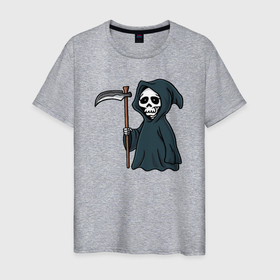 Мужская футболка хлопок с принтом Смерть в капюшоне в Петрозаводске, 100% хлопок | прямой крой, круглый вырез горловины, длина до линии бедер, слегка спущенное плечо. | 
