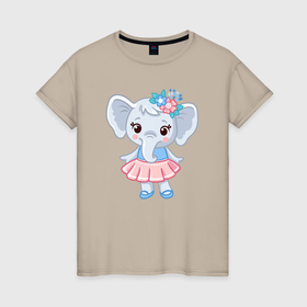 Женская футболка хлопок с принтом Elephant girl в Белгороде, 100% хлопок | прямой крой, круглый вырез горловины, длина до линии бедер, слегка спущенное плечо | 