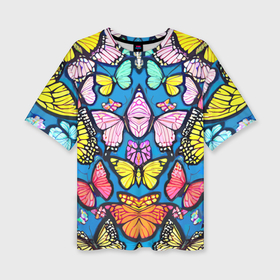 Женская футболка oversize 3D с принтом Зеркальный паттерн из бабочек   мода ,  |  | 