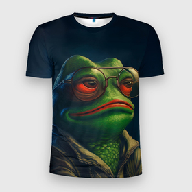 Мужская футболка 3D Slim с принтом Pepe  frog в Петрозаводске, 100% полиэстер с улучшенными характеристиками | приталенный силуэт, круглая горловина, широкие плечи, сужается к линии бедра | 