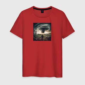 Мужская футболка хлопок с принтом Ураган в Тюмени, 100% хлопок | прямой крой, круглый вырез горловины, длина до линии бедер, слегка спущенное плечо. | 