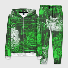 Мужской костюм 3D с принтом Киберпанк заражение зелёное в Курске, 100% полиэстер | Манжеты и пояс оформлены тканевой резинкой, двухслойный капюшон со шнурком для регулировки, карманы спереди | 