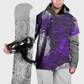 Накидка на куртку 3D с принтом Киберпанк заражение фиолетовое в Курске, 100% полиэстер |  | 