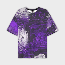 Мужская футболка oversize 3D с принтом Киберпанк заражение фиолетовое в Курске,  |  | 