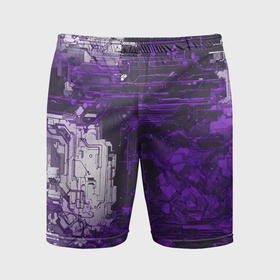 Мужские шорты спортивные с принтом Киберпанк заражение фиолетовое в Курске,  |  | 