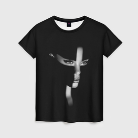 Женская футболка 3D с принтом Красивая монахиня   готический крест в Белгороде, 100% полиэфир ( синтетическое хлопкоподобное полотно) | прямой крой, круглый вырез горловины, длина до линии бедер | 