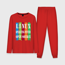 Мужская пижама с лонгсливом хлопок с принтом линукс открытый исходный код ,  |  | 