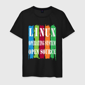 Мужская футболка хлопок с принтом линукс открытый исходный код , 100% хлопок | прямой крой, круглый вырез горловины, длина до линии бедер, слегка спущенное плечо. | 