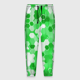 Мужские брюки 3D с принтом Кибер Hexagon Зелёный в Тюмени, 100% полиэстер | манжеты по низу, эластичный пояс регулируется шнурком, по бокам два кармана без застежек, внутренняя часть кармана из мелкой сетки | 