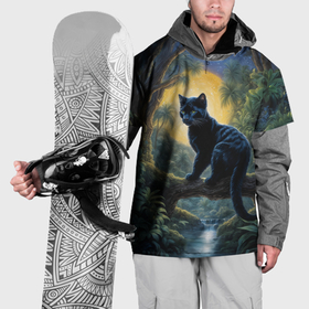 Накидка на куртку 3D с принтом Черная пантера на дереве в Санкт-Петербурге, 100% полиэстер |  | 